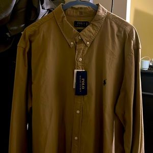 Khaki Ralph Lauren polo long sleeve dress shirt